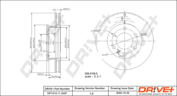 Bremsscheibe Vorderachse Dr!ve+ DP1010.11.0497 von Dr!ve+