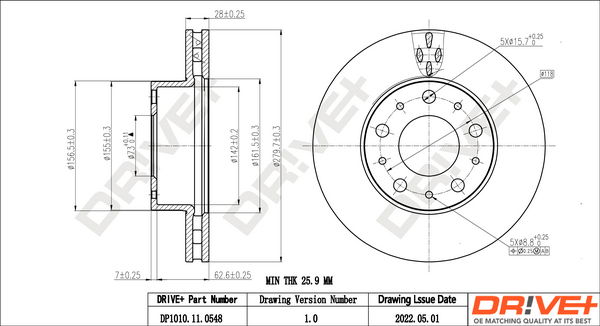 Bremsscheibe Vorderachse Dr!ve+ DP1010.11.0548 von Dr!ve+