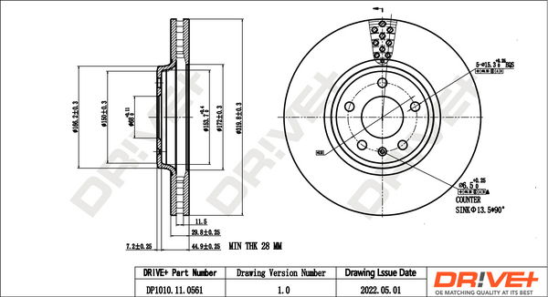 Bremsscheibe Vorderachse Dr!ve+ DP1010.11.0561 von Dr!ve+