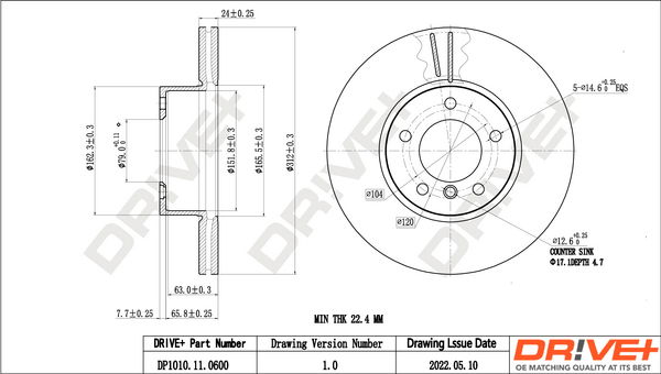 Bremsscheibe Vorderachse Dr!ve+ DP1010.11.0600 von Dr!ve+