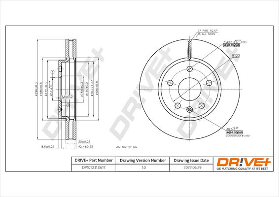 Bremsscheibe Vorderachse Dr!ve+ DP1010.11.0617 von Dr!ve+