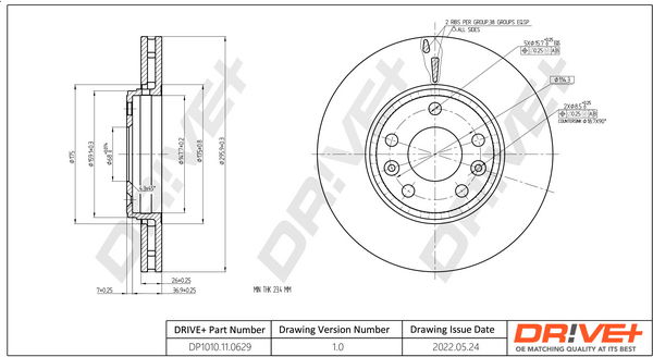 Bremsscheibe Vorderachse Dr!ve+ DP1010.11.0629 von Dr!ve+