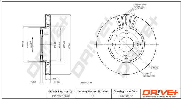 Bremsscheibe Vorderachse Dr!ve+ DP1010.11.0698 von Dr!ve+