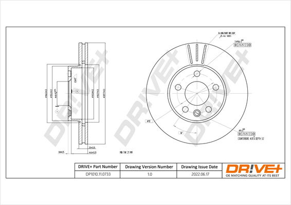 Bremsscheibe Vorderachse Dr!ve+ DP1010.11.0733 von Dr!ve+