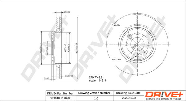 Bremsscheibe Vorderachse Dr!ve+ DP1010.11.0767 von Dr!ve+