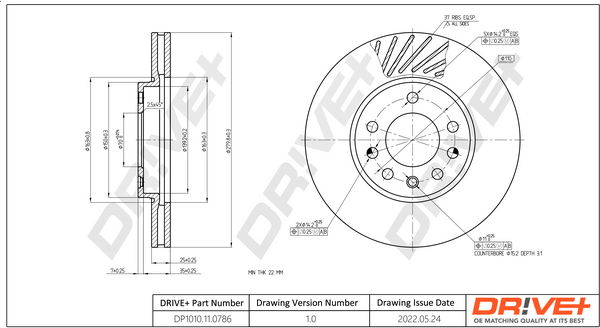 Bremsscheibe Vorderachse Dr!ve+ DP1010.11.0786 von Dr!ve+