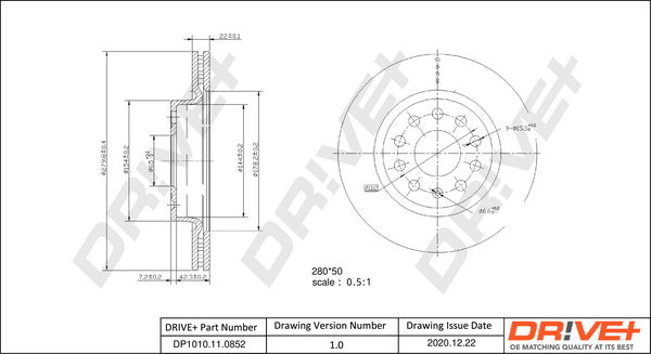 Bremsscheibe Vorderachse Dr!ve+ DP1010.11.0852 von Dr!ve+