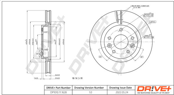 Bremsscheibe Vorderachse Dr!ve+ DP1010.11.1628 von Dr!ve+