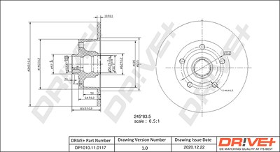 Dr!ve+ 1x Bremsscheibe [Hersteller-Nr. DP1010.11.0117] für Audi von Dr!ve+