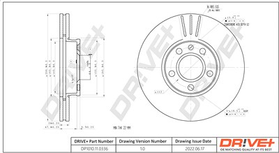 Dr!ve+ 1x Bremsscheibe [Hersteller-Nr. DP1010.11.0336] für Ford, Seat, VW von Dr!ve+