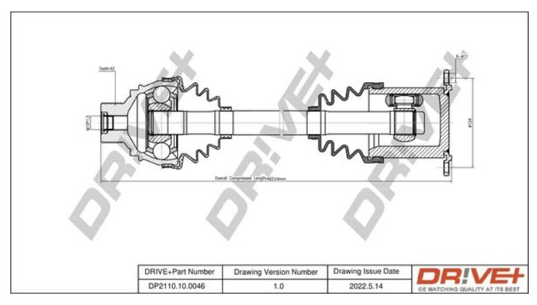 Dr!ve+ Antriebswelle AUDI DP2110.10.0046 8K0407271D,8K0407271Q,8K0407451AV Gelenkwelle,Halbachse,Seitenwelle,Achswelle 8K0407451AX,8K0407451DX von Dr!ve+