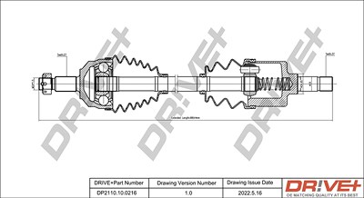 Dr!ve+ Antriebswelle [Hersteller-Nr. DP2110.10.0216] für Citroën, Fiat, Lancia, Peugeot von Dr!ve+