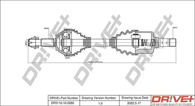 Dr!ve+ Antriebswelle [Hersteller-Nr. DP2110.10.0280] für Citroën, Fiat, Peugeot von Dr!ve+