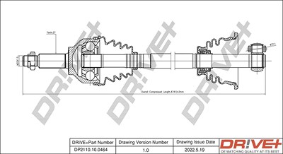 Dr!ve+ Antriebswelle [Hersteller-Nr. DP2110.10.0464] für Opel, Renault von Dr!ve+