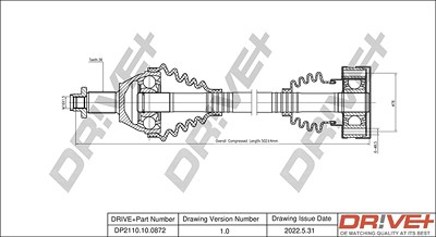 Dr!ve+ Antriebswelle [Hersteller-Nr. DP2110.10.0872] für Seat, Skoda, VW von Dr!ve+