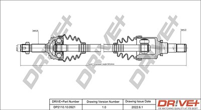 Dr!ve+ Antriebswelle [Hersteller-Nr. DP2110.10.0921] für Citroën, Peugeot, Toyota von Dr!ve+