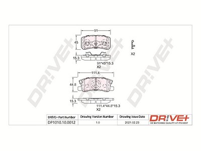 Dr!ve+ Bremsbelagsatz, Scheibenbremse [Hersteller-Nr. DP1010.10.0012] für Chrysler, Citroën, Dodge, Jeep, Lancia, Mitsubishi, Peugeot von Dr!ve+