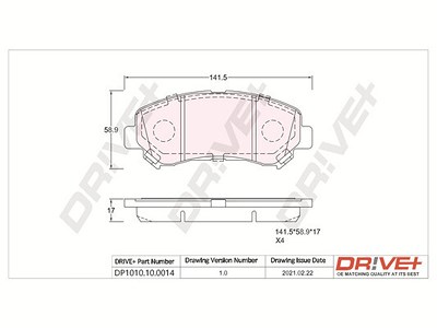 Dr!ve+ Bremsbelagsatz, Scheibenbremse [Hersteller-Nr. DP1010.10.0014] für Nissan, Suzuki von Dr!ve+