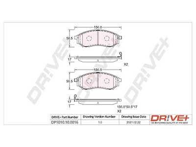 Dr!ve+ Bremsbelagsatz, Scheibenbremse [Hersteller-Nr. DP1010.10.0016] für Infiniti, Nissan, Renault von Dr!ve+