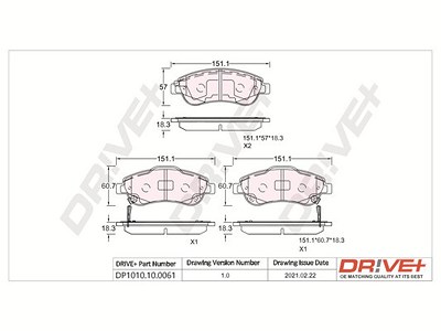 Dr!ve+ Bremsbelagsatz, Scheibenbremse [Hersteller-Nr. DP1010.10.0061] für Honda von Dr!ve+