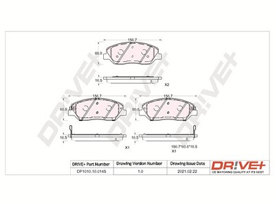 Dr!ve+ Bremsbelagsatz, Scheibenbremse [Hersteller-Nr. DP1010.10.0145] für Hyundai, Kia, Ssangyong von Dr!ve+