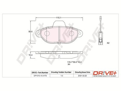 Dr!ve+ Bremsbelagsatz, Scheibenbremse [Hersteller-Nr. DP1010.10.0173] für Fiat, Ford von Dr!ve+