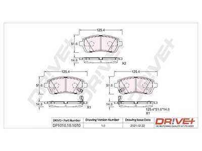 Dr!ve+ Bremsbelagsatz, Scheibenbremse [Hersteller-Nr. DP1010.10.1070] für Daihatsu, Ford, Mazda, Suzuki von Dr!ve+