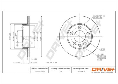 Dr!ve+ Bremsscheibe [Hersteller-Nr. DP1010.11.0091] für Audi, Seat, Skoda, VW von Dr!ve+