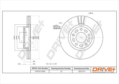 Dr!ve+ 1x Bremsscheibe [Hersteller-Nr. DP1010.11.0859] für Mazda von Dr!ve+