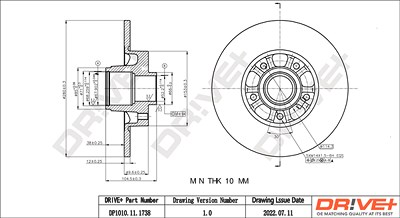 Dr!ve+ 1x Bremsscheibe [Hersteller-Nr. DP1010.11.1738] für Fiat, Opel, Renault von Dr!ve+