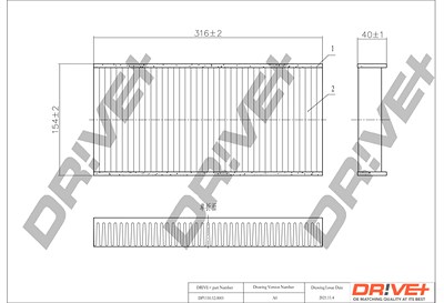 Dr!ve+ Filter, Innenraumluft [Hersteller-Nr. DP1110.12.0001] für Citroën, Peugeot von Dr!ve+