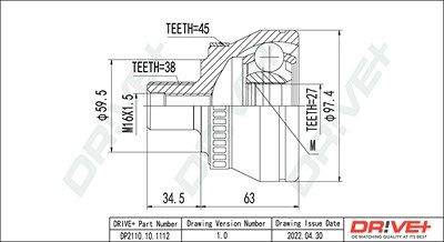 Dr!ve+ Gelenksatz, Antriebswelle [Hersteller-Nr. DP2110.10.1112] für Audi von Dr!ve+