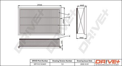 Dr!ve+ Luftfilter [Hersteller-Nr. DP1110.10.0431] für Fiat von Dr!ve+