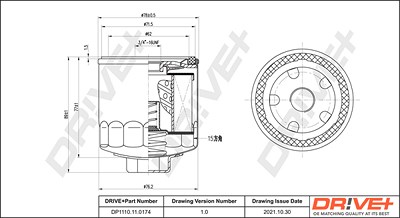 Dr!ve+ Ölfilter [Hersteller-Nr. DP1110.11.0174] für Seat, Skoda, VW von Dr!ve+