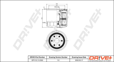 Dr!ve+ Ölfilter [Hersteller-Nr. DP1110.11.0305] für Toyota von Dr!ve+