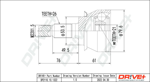Gelenksatz, Antriebswelle Dr!ve+ DP2110.10.1322 von Dr!ve+