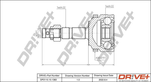 Gelenksatz, Antriebswelle Vorderachse Dr!ve+ DP2110.10.1383 von Dr!ve+