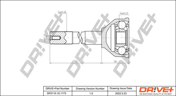 Gelenksatz, Antriebswelle Vorderachse radseitig Dr!ve+ DP2110.10.1173 von Dr!ve+