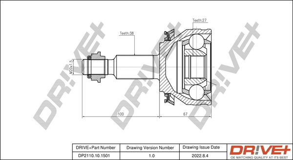 Gelenksatz, Antriebswelle Vorderachse radseitig Dr!ve+ DP2110.10.1501 von Dr!ve+