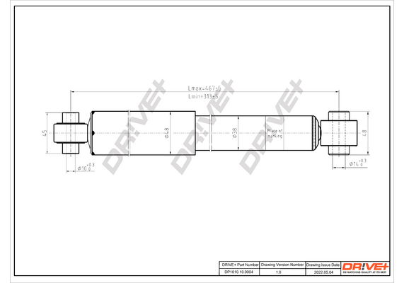 Stoßdämpfer Hinterachse Dr!ve+ DP1610.10.0004 von Dr!ve+