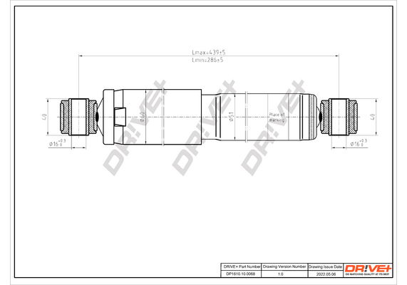 Stoßdämpfer Hinterachse Dr!ve+ DP1610.10.0068 von Dr!ve+