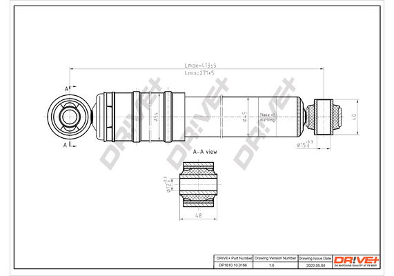 Stoßdämpfer Hinterachse Dr!ve+ DP1610.10.0166 von Dr!ve+