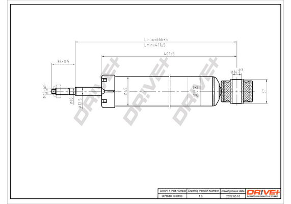 Stoßdämpfer Hinterachse Dr!ve+ DP1610.10.0193 von Dr!ve+