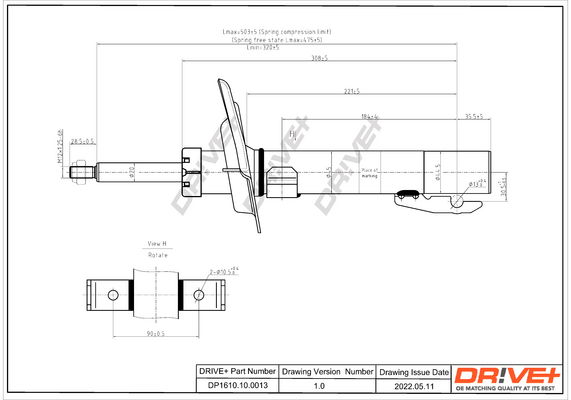 Stoßdämpfer Vorderachse Dr!ve+ DP1610.10.0013 von Dr!ve+