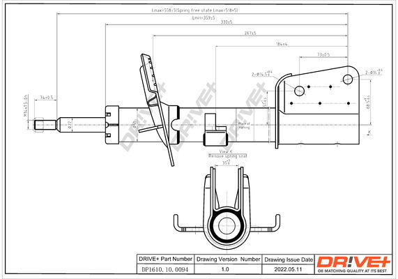 Stoßdämpfer Vorderachse Dr!ve+ DP1610.10.0094 von Dr!ve+