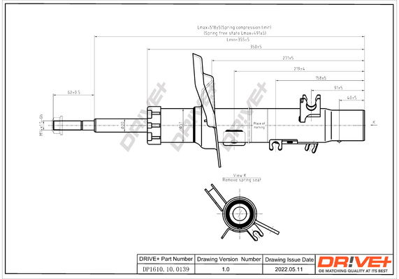 Stoßdämpfer Vorderachse rechts Dr!ve+ DP1610.10.0139 von Dr!ve+