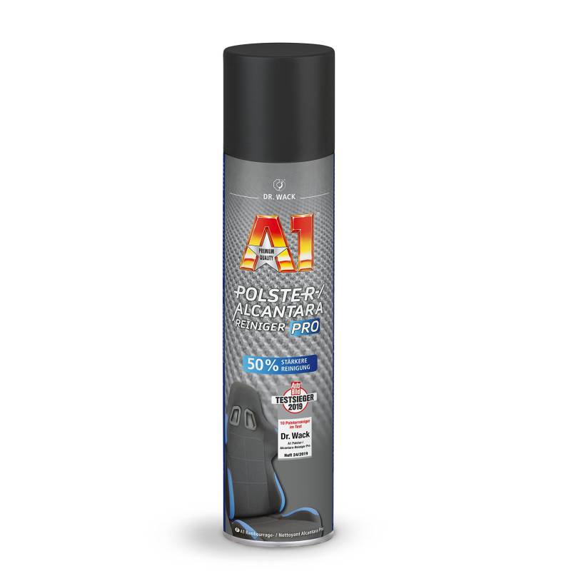 DR. WACK - A1 Polster-/Alcantara Reiniger Pro 400 ml - Effektiver Polsterreiniger gegen hartnäckige Flecken - Fleckenentferner Autositze - Geruchsneutralisierer Auto - Hochwertige Autopflege von DR. WACK