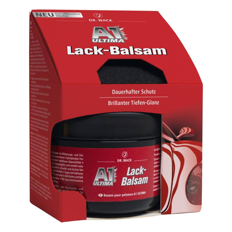 Dr. Wack – A1 ULTIMA Lack-Balsam 250 ml inkl. Spezial-Schwamm I Premium Lack-Pflege für brillanten Glanz & langanhalten Schutz I Für alle Lackarten I Hochwertige Autopflege – Made in Germany von DR. WACK