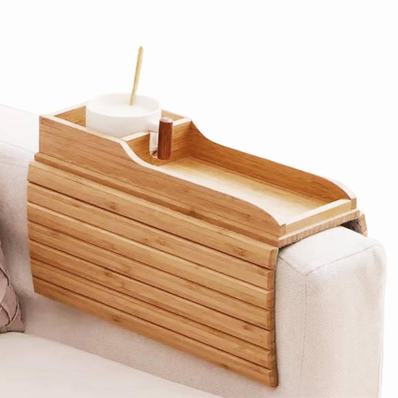 Dranng Sofa Armlehre Tablett, Couch Armschale | Faltbare Holzsofa -Tische Tassenhalter | Verstellbarer, Abnehmbarer Sofa Arm Organizer für TV -Fernbedienung, Getränke, Snacks von Dranng