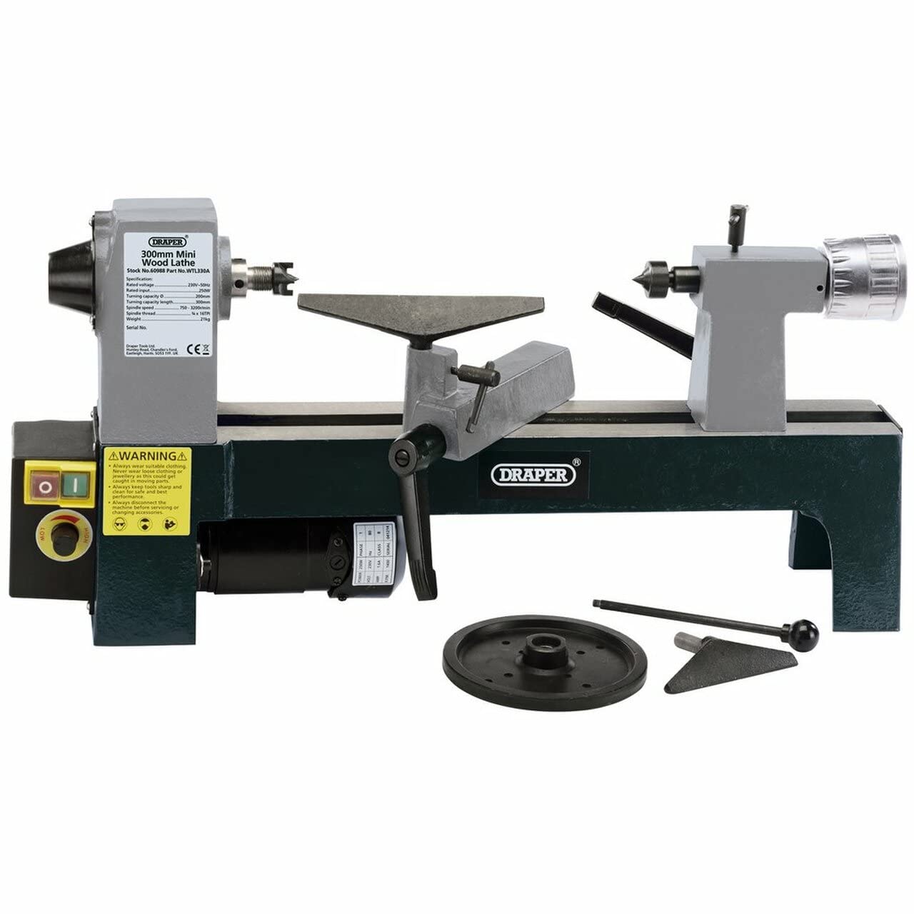 Draper 60988 250W 230V Variable Speed Mini Wood Lathe von Draper